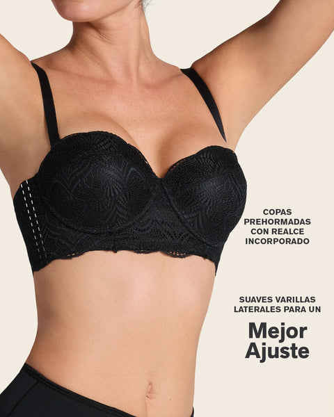Convertible balconette lace push up bra#color_700-black