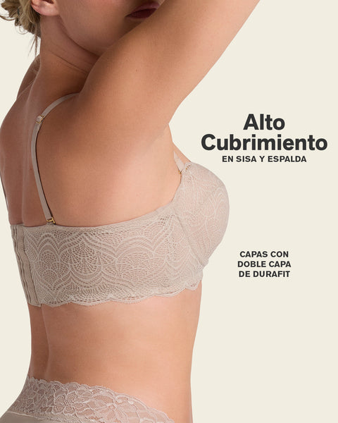 Convertible balconette lace push up bra#color_802-nude