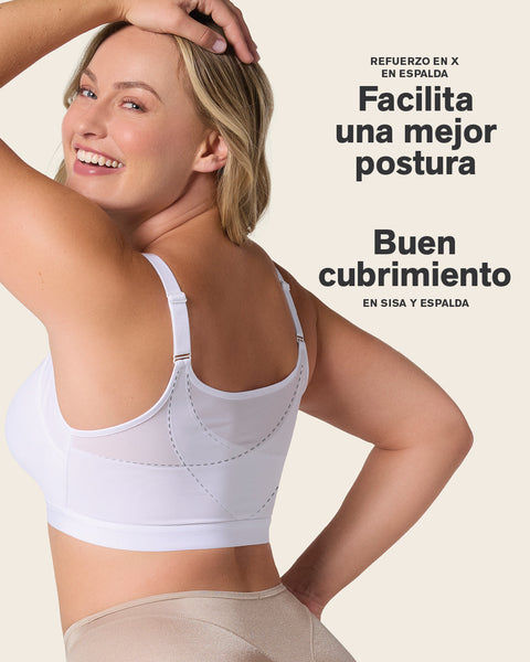 Comfortable posture corrector bra with contour cups - multi/benefit#color_000-white