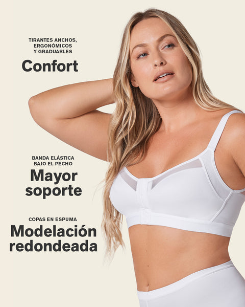 Comfortable posture corrector bra with contour cups - multi/benefit#color_000-white