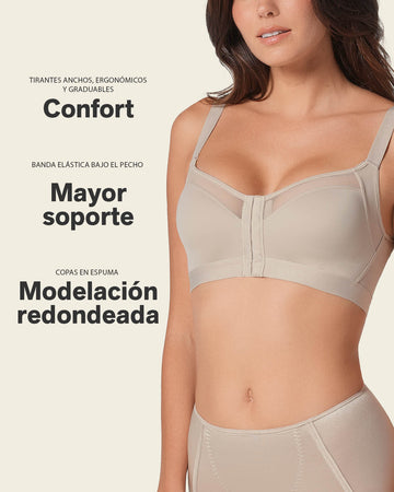 Comfortable posture corrector bra with contour cups - multi/benefit#color_802-nude