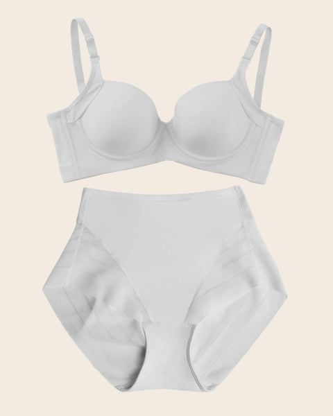 High Profile Bra + Stripe Undetectable Panty in White
