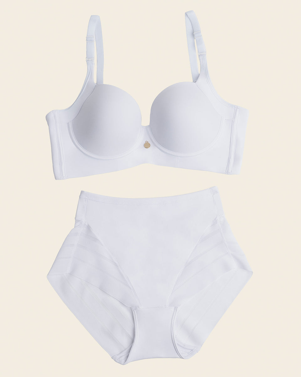 High Profile Bra + Stripe Undetectable Panty en Blanco