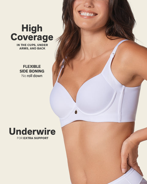 High profile back smoothing bra with soft full coverage cups#color_000-white