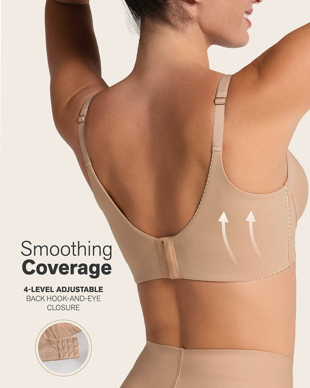 High profile back smoothing bra with soft full coverage cups