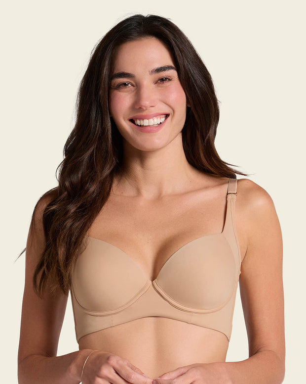 High profile back smoothing bra with soft full coverage cups