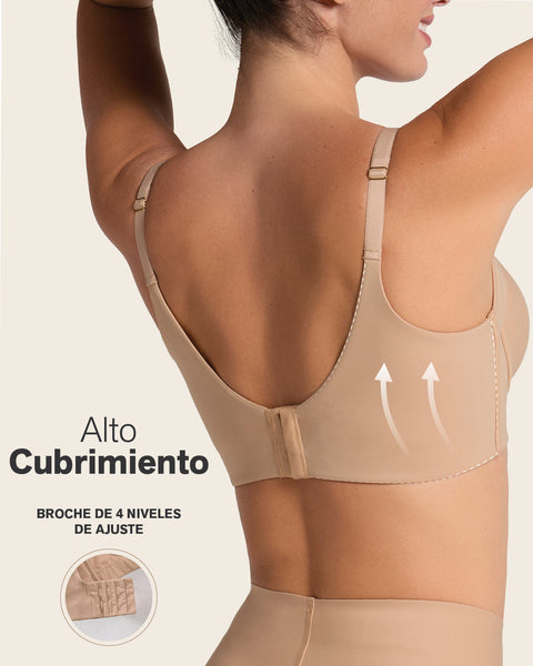 High profile back smoothing bra with soft full coverage cups#color_801-golden-beige