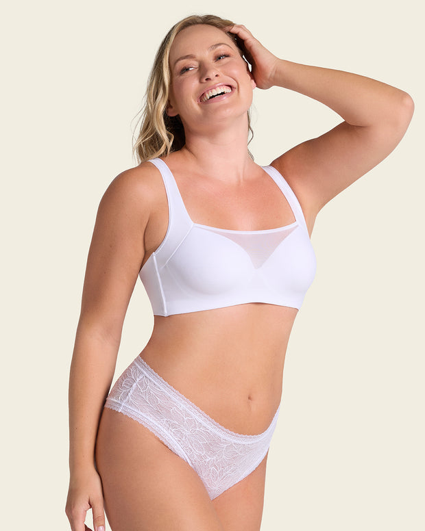 Mesh front contouring bra
