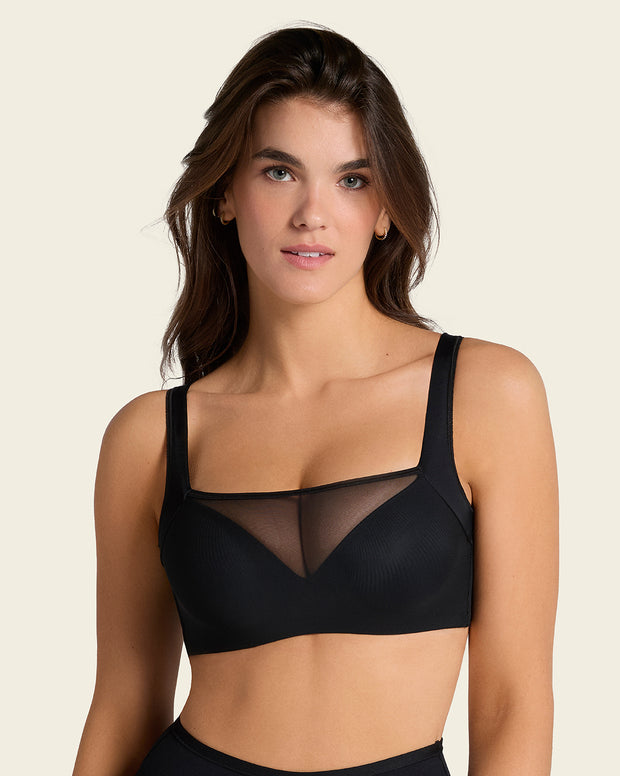 Mesh front contouring bra
