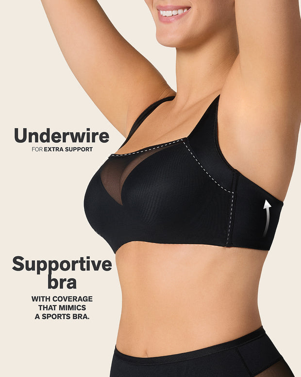 Mesh front contouring bra