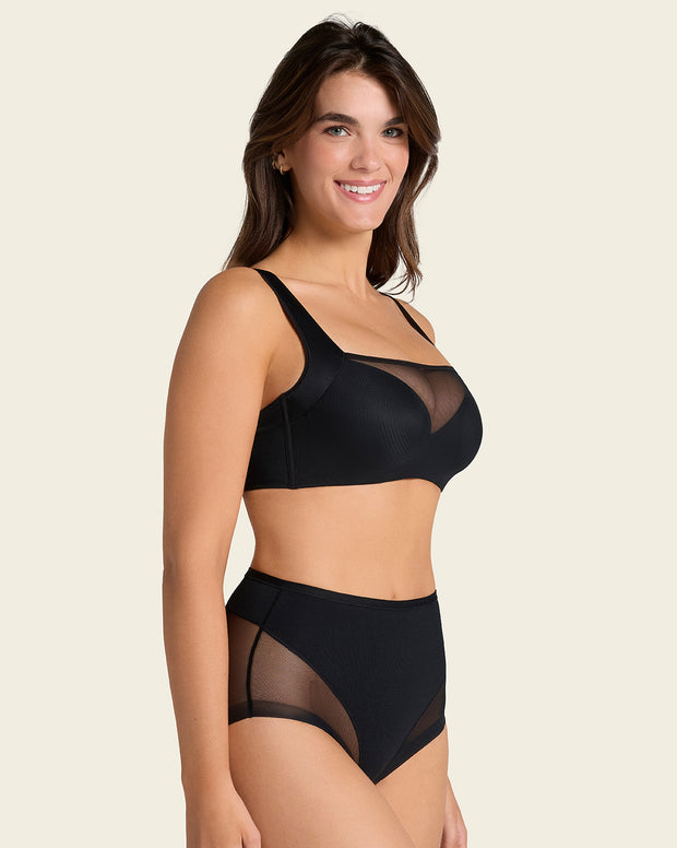 Mesh front contouring bra