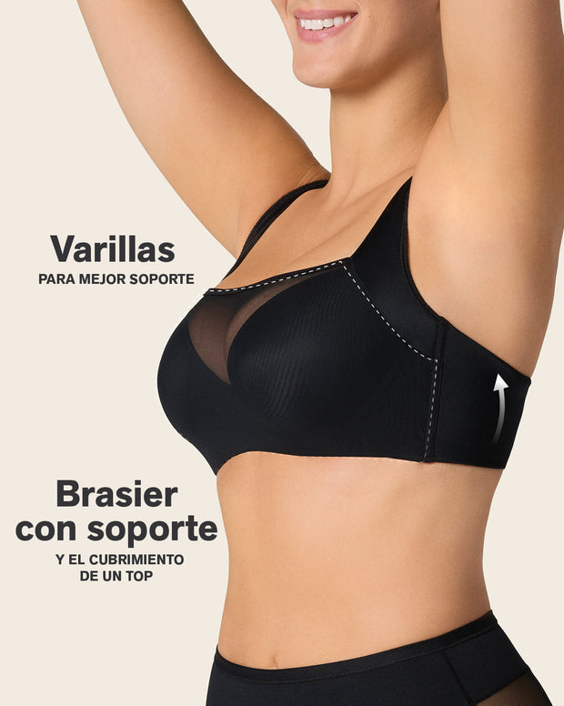 Mesh front contouring bra