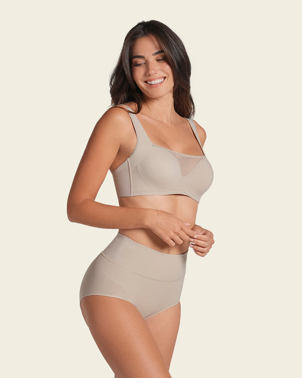 Mesh front contouring bra