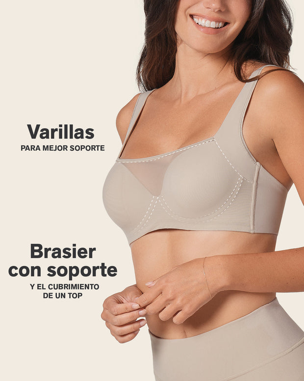 Mesh front contouring bra