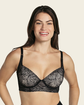 Lace back smoothing underwire bra#color_700-black