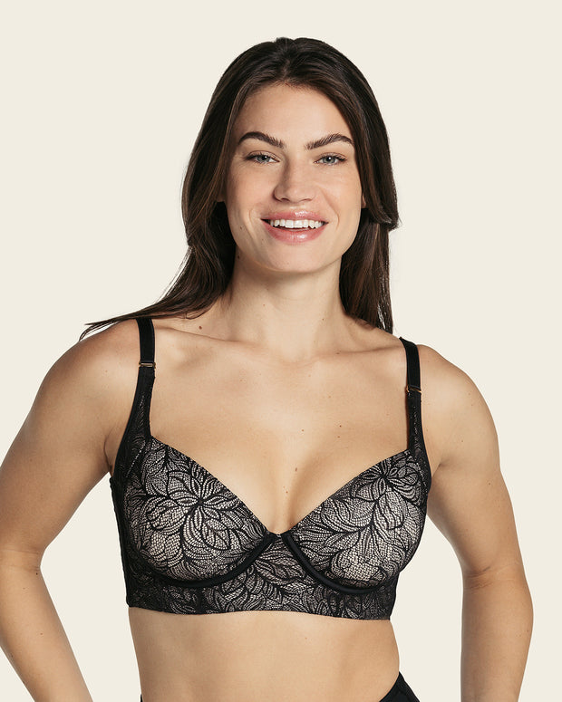 Lace back smoothing underwire bra#color_700-black