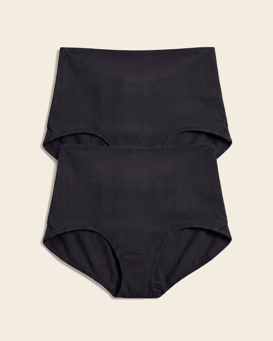 Firm compression postpartum panty with adjustable belly wrap#color_700-black