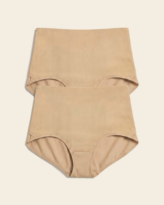 Firm compression postpartum panty with adjustable belly wrap#color_801-golden-beige