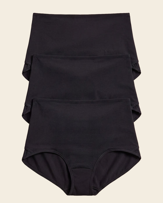Firm compression postpartum panty with adjustable belly wrap#color_700-black