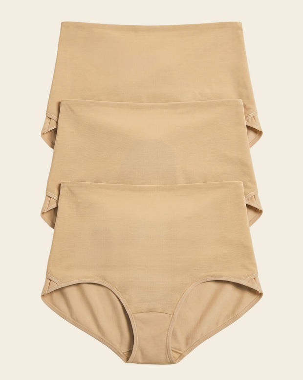 Firm compression postpartum panty with adjustable belly wrap