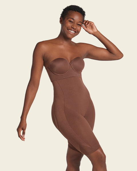 Removable strips short shapewear, invisible push up and 3 rows adjustable