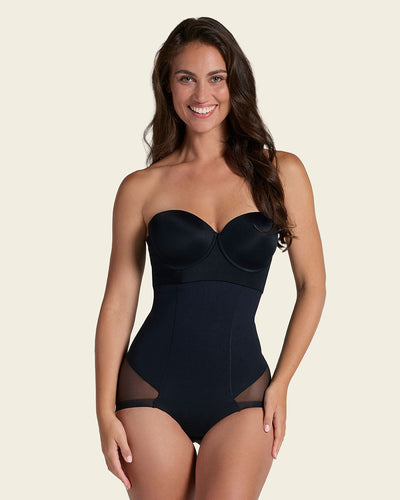 Extra high-waisted sheer bottom sculpting shaper panty#color_700-black