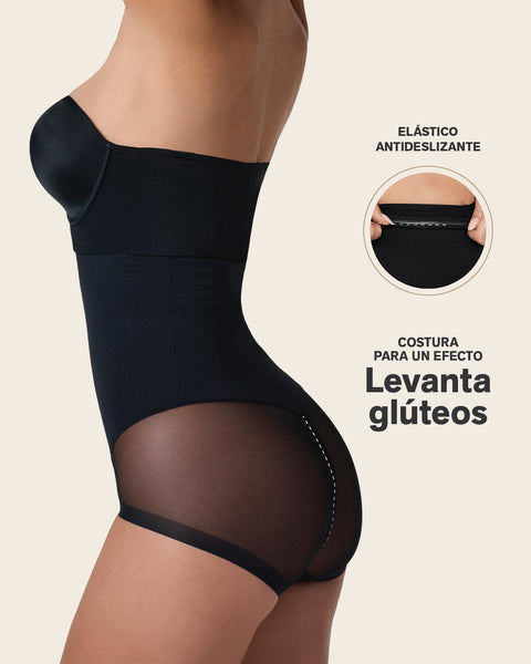 Extra high-waisted sheer bottom sculpting shaper panty#color_700-black