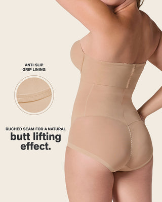 Extra high-waisted sheer bottom sculpting shaper panty#color_801-golden-beige