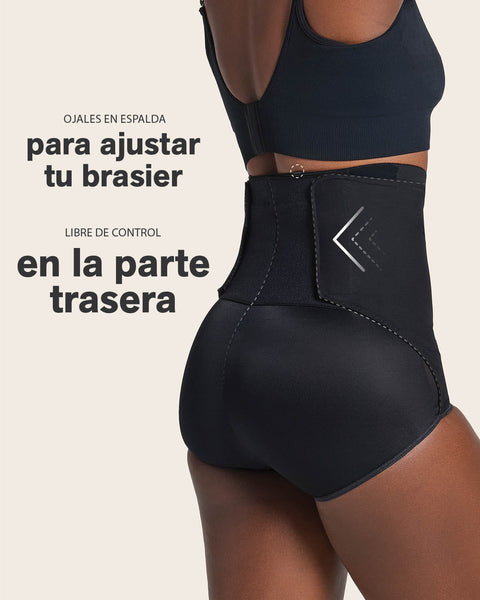 High-Waisted Firm Compression Post Surgical Panty with Adjustable Belly Wrap#color_700-black