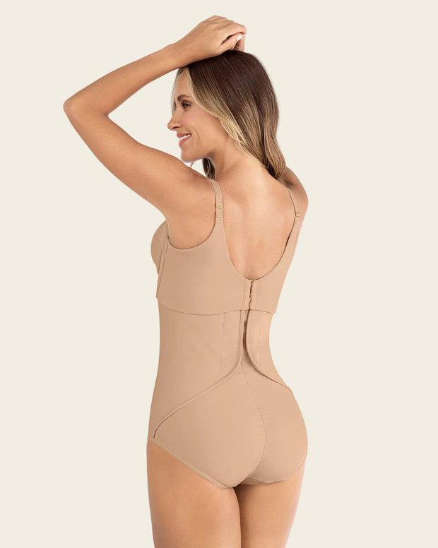 High-waisted firm compression postpartum panty with adjustable belly wrap