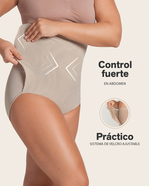 High-Waisted Firm Compression Post Surgical Panty with Adjustable Belly Wrap#color_802-nude