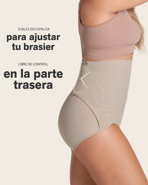 High-Waisted Firm Compression Post Surgical Panty with Adjustable Belly Wrap#color_802-nude