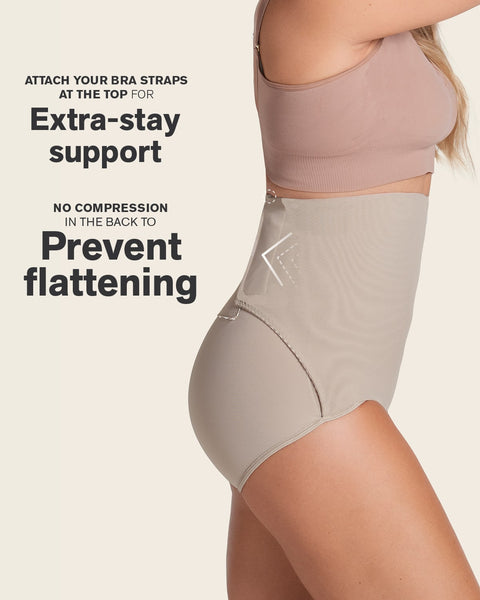 High-waisted firm compression postpartum panty with adjustable belly wrap#
