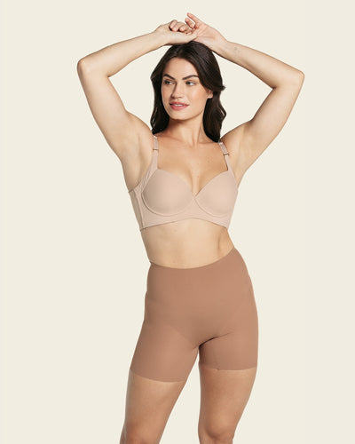 Undetectable padded butt lifter shaper short#color_857-brown