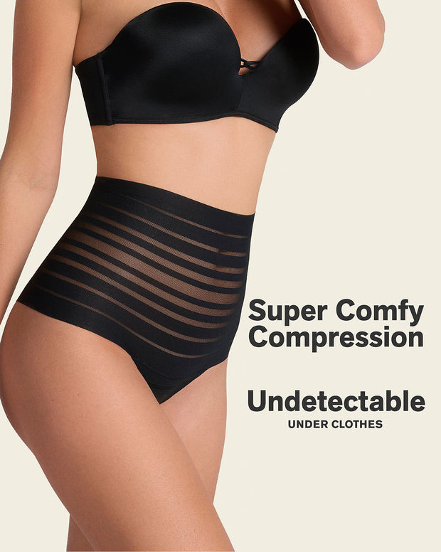 Lace stripe high-waisted cheeky hipster panty