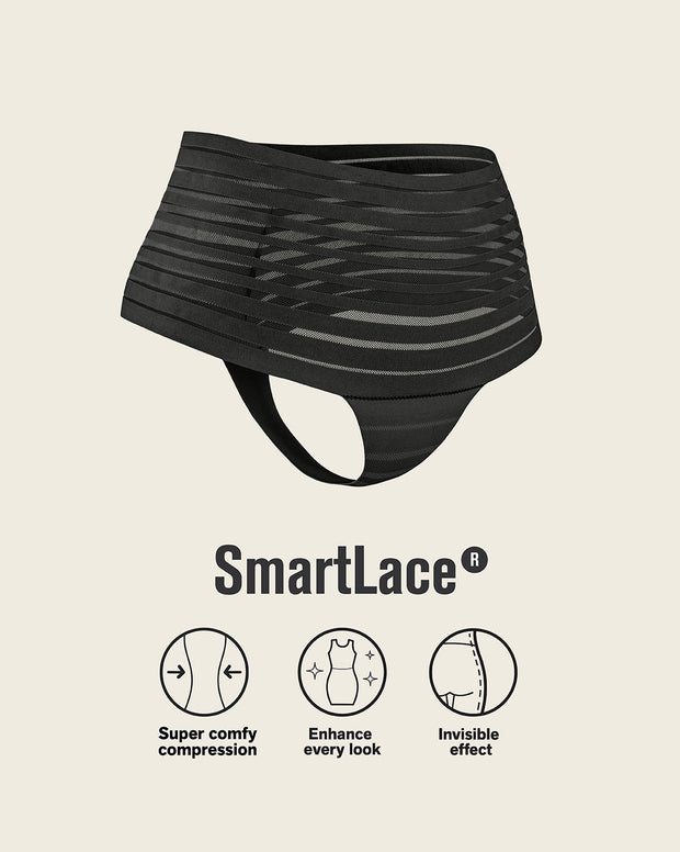 Lace stripe high-waisted cheeky hipster panty