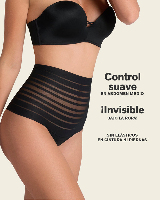 Lace stripe high-waisted cheeky hipster panty