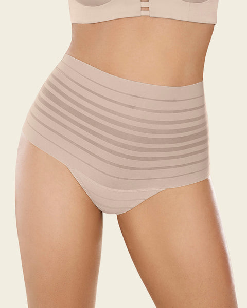 Lace stripe high-waisted cheeky hipster panty#