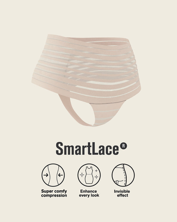 Lace stripe high-waisted cheeky hipster panty