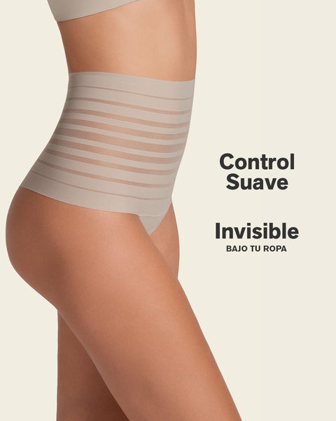 Lace stripe high-waisted cheeky hipster panty#color_802-nude
