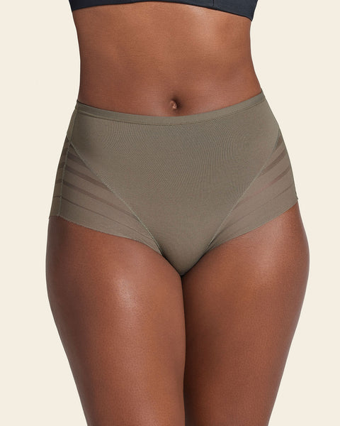 Lace stripe undetectable classic shaper panty#color_603-olive