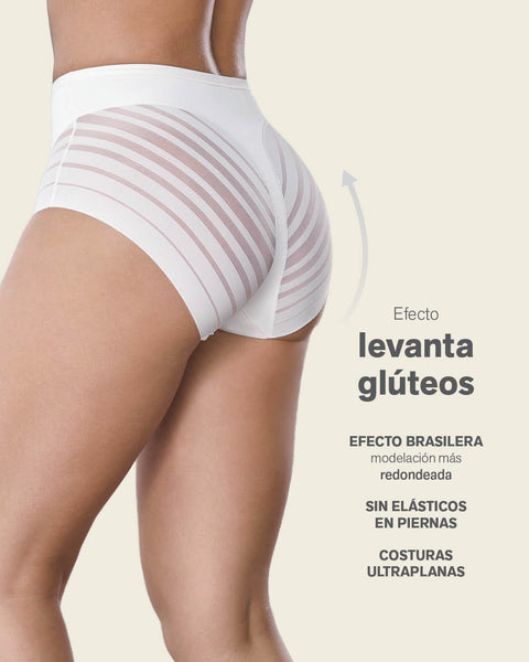 Lace stripe undetectable classic shaper panty#color_000-white