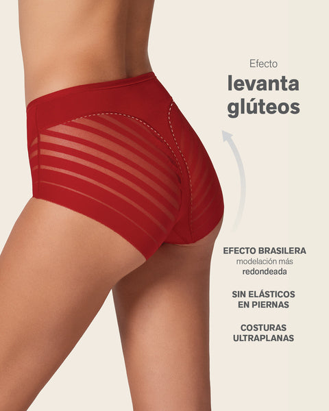 Lace stripe undetectable classic shaper panty#color_323-red