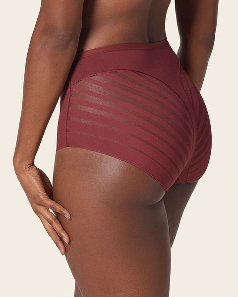 Lace stripe undetectable classic shaper panty#color_382-red-wine
