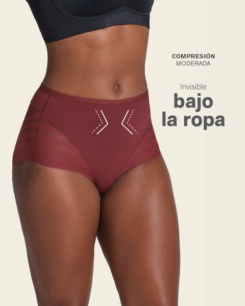Lace stripe undetectable classic shaper panty#color_382-red-wine