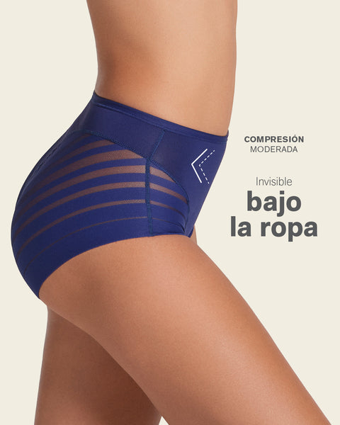 Lace stripe undetectable classic shaper panty#color_536-blue