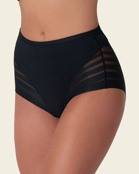 Lace stripe undetectable classic shaper panty#color_700-black
