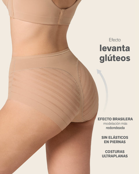 Lace stripe undetectable classic shaper panty#color_801-golden-beige
