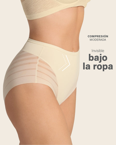 Lace stripe undetectable classic shaper panty#color_898-ivory