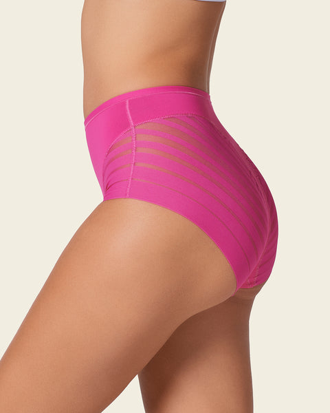 Lace stripe undetectable classic shaper panty#color_941-fuchsia